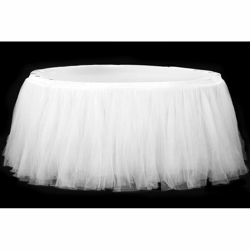 Table Skirts & Table Clips |   Tulle Tutu 21Ft Table Skirt – White Table Linens & Table Skirts Table Skirts & Table Clips