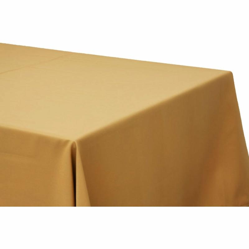 Tablecloths |   90"X132" Rectangular Oblong Polyester Tablecloth – Gold Polyester Tablecloths Gold