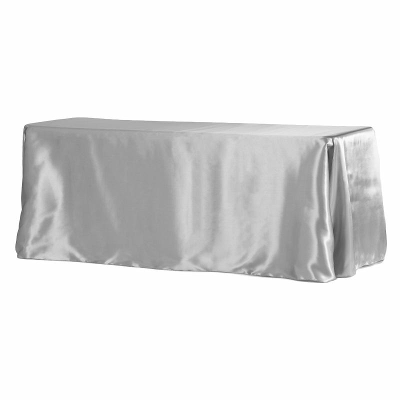 Tablecloths |   90"X156" Rectangular Satin Tablecloth – Silver Rectangle Tablecloths Rectangle Tablecloths