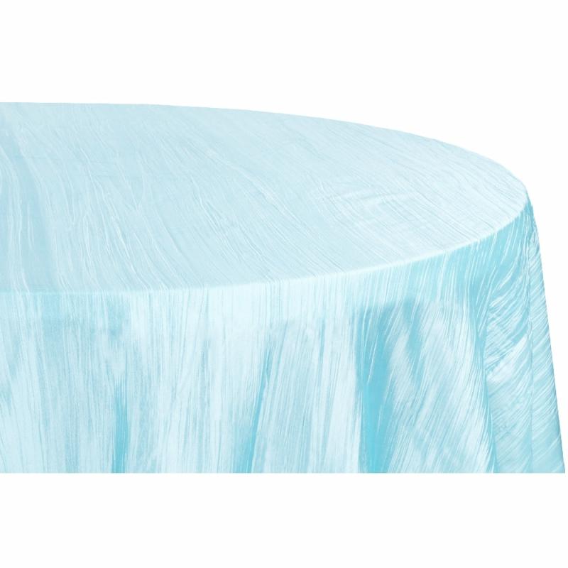 Tablecloths |   Accordion Crinkle Taffeta 120" Round Tablecloth – Baby Blue Round Linen Tablecloths Baby Blue