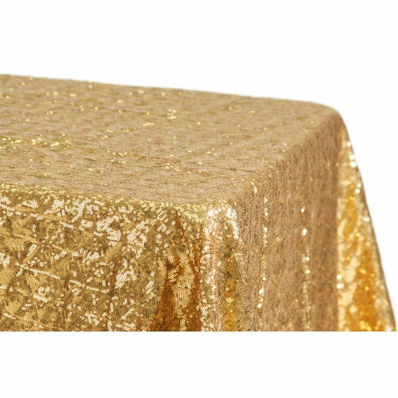 Tablecloths |   Diamond Glitz Sequin Rectangular Tablecloth 90"X132" – Gold Rectangle Tablecloths Gold