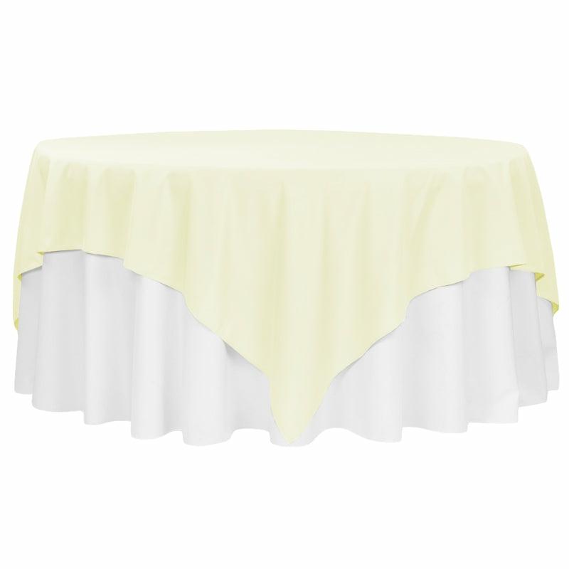 Tablecloths |   Economy Polyester Table Overlay Topper/Tablecloth 90"X90" Square – Ivory Polyester Tablecloths Ivory