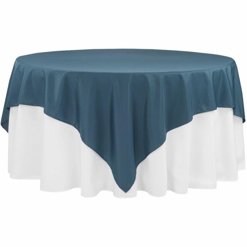 Tablecloths |   Economy Polyester Table Overlay Topper/Tablecloth 90"X90" Square – Navy Blue Polyester Tablecloths Navy Blue