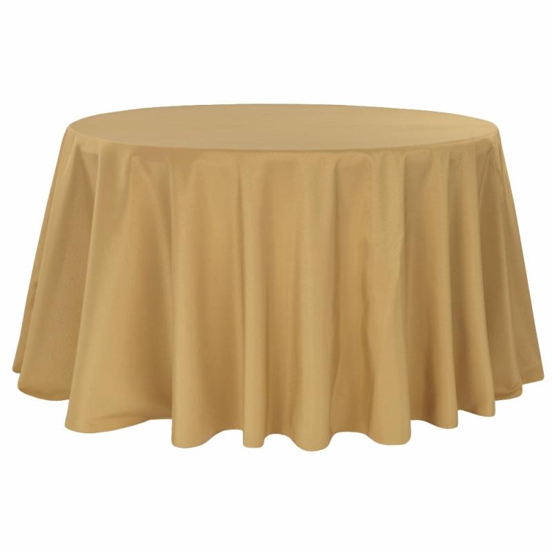 Tablecloths |   Economy Polyester Tablecloth 120" Round – Gold Polyester Tablecloths Gold