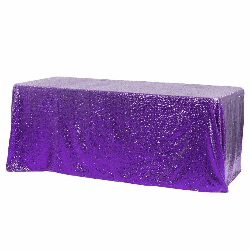 Tablecloths |   Glitz Sequin 90"X132" Rectangular Tablecloth – Purple Rectangle Tablecloths Purple