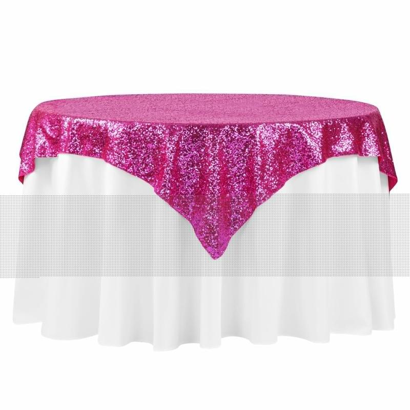 Tablecloths |   Glitz Sequin Tablecloth Overlay Topper 54"X54" Square – Fuchsia Table Linens & Table Skirts Fuchsia