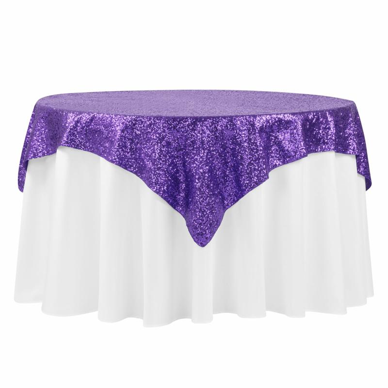 Tablecloths |   Glitz Sequin Tablecloth Overlay Topper 54"X54" Square – Purple Table Linens & Table Skirts Purple