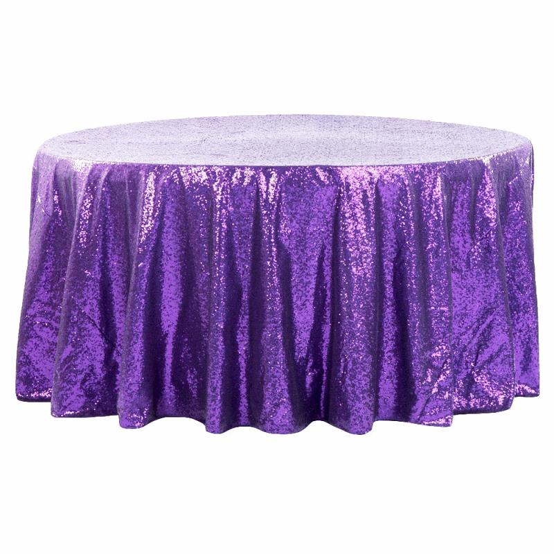 Tablecloths |   Glitz Sequins 120" Round Tablecloth – Purple Round Linen Tablecloths Purple