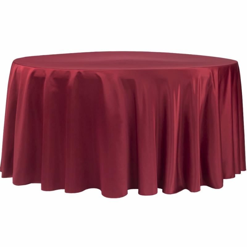 Tablecloths |   Lamour Satin 120" Round Tablecloth – Apple Red Round Linen Tablecloths Apple Red