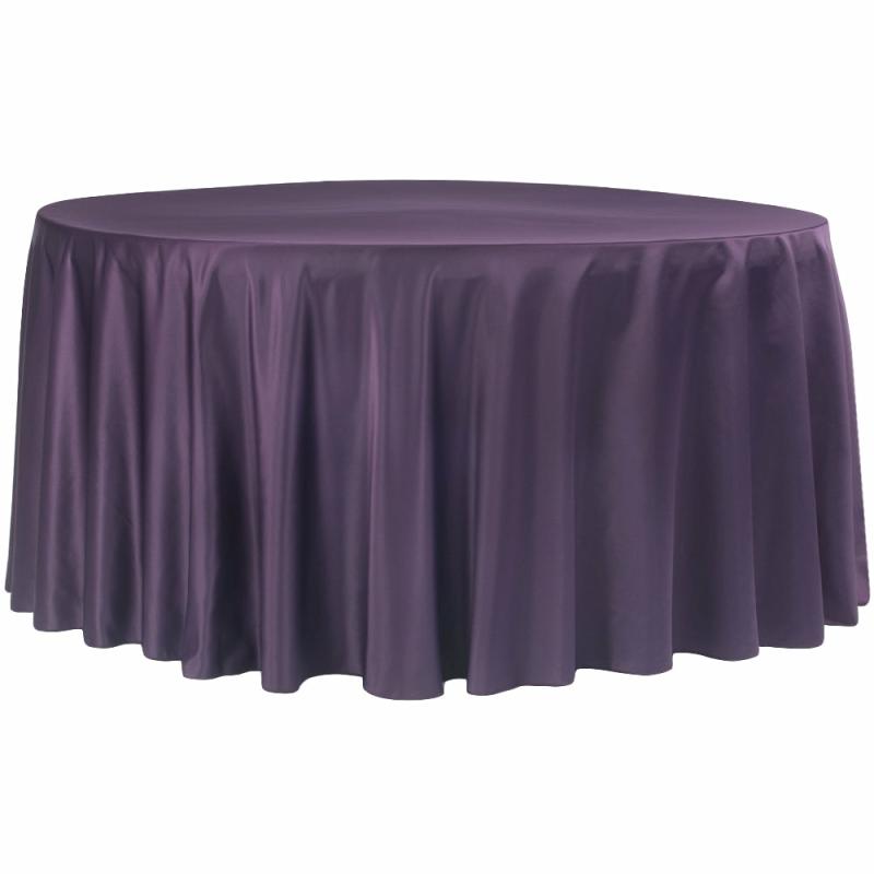 Tablecloths |   Lamour Satin 120" Round Tablecloth – Eggplant/Plum Round Linen Tablecloths Eggplant,Plum