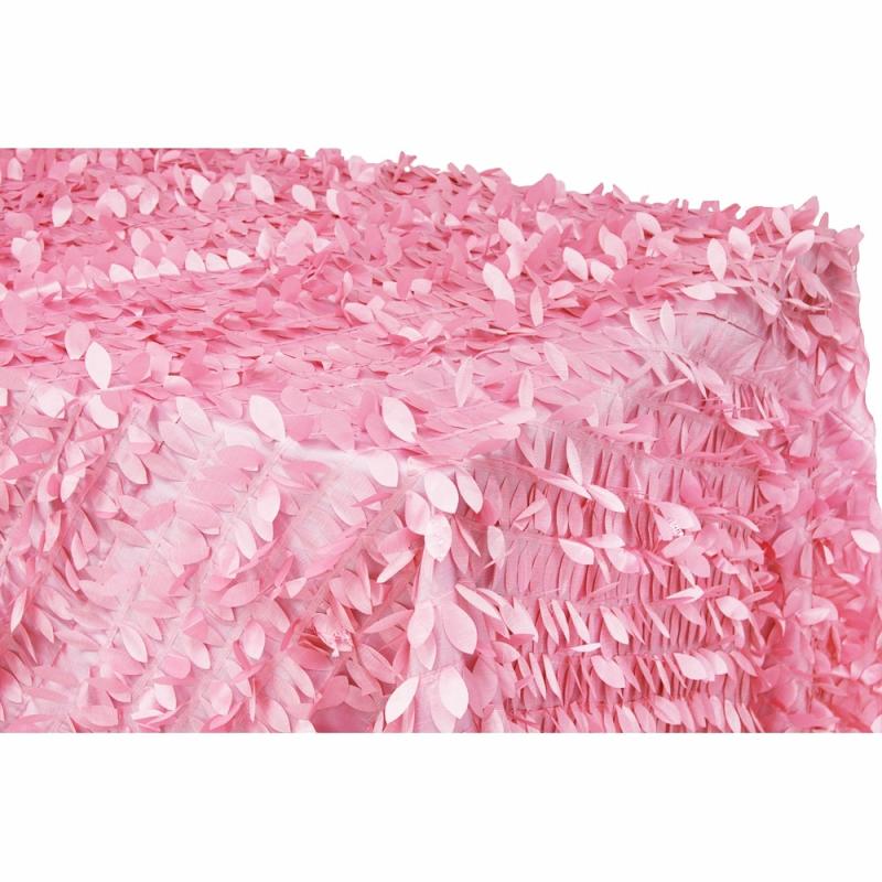 Tablecloths |   Leaf Petal Taffeta Tablecloth 90"X156" Rectangular – Pink Rectangle Tablecloths Pink