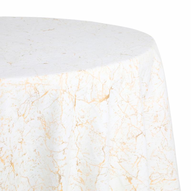 Tablecloths |   Marble Reversible Jacquard Tablecloth 120" Round – Gold Round Linen Tablecloths Gold