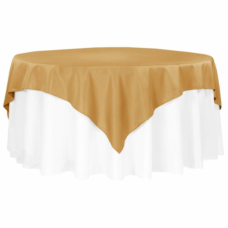 Tablecloths |   Polyester Square 72" Overlay/Tablecloth – Gold Polyester Tablecloths Gold