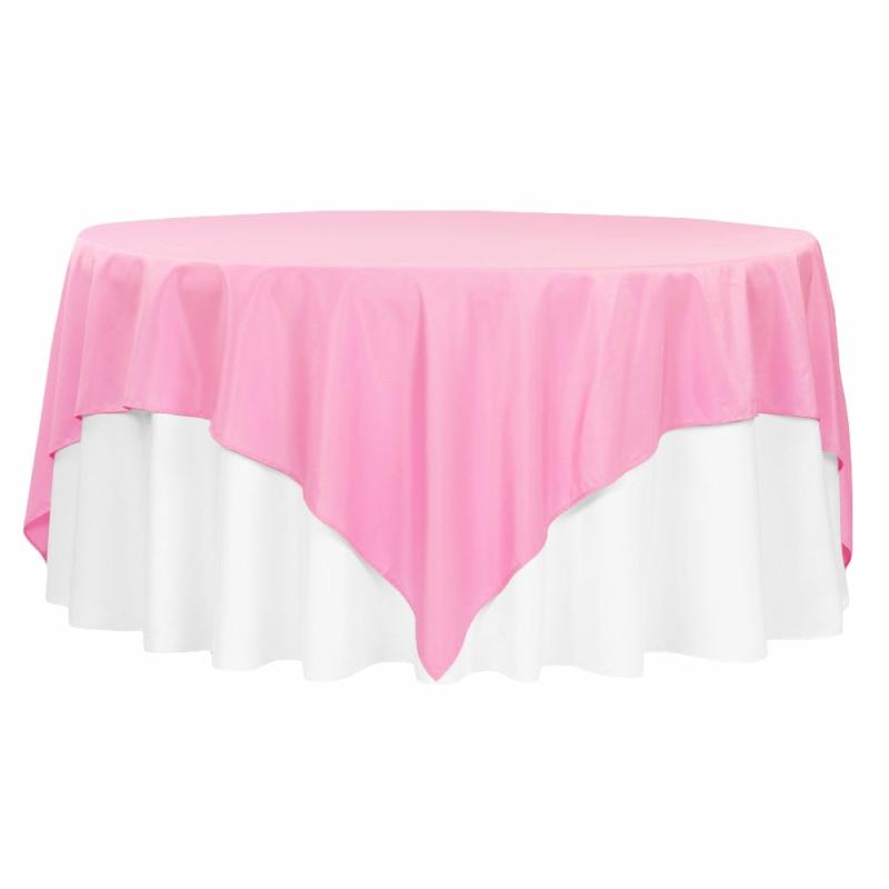 Tablecloths |   Polyester Square 90"X90" Overlay/Tablecloth – Pink Polyester Tablecloths Pink