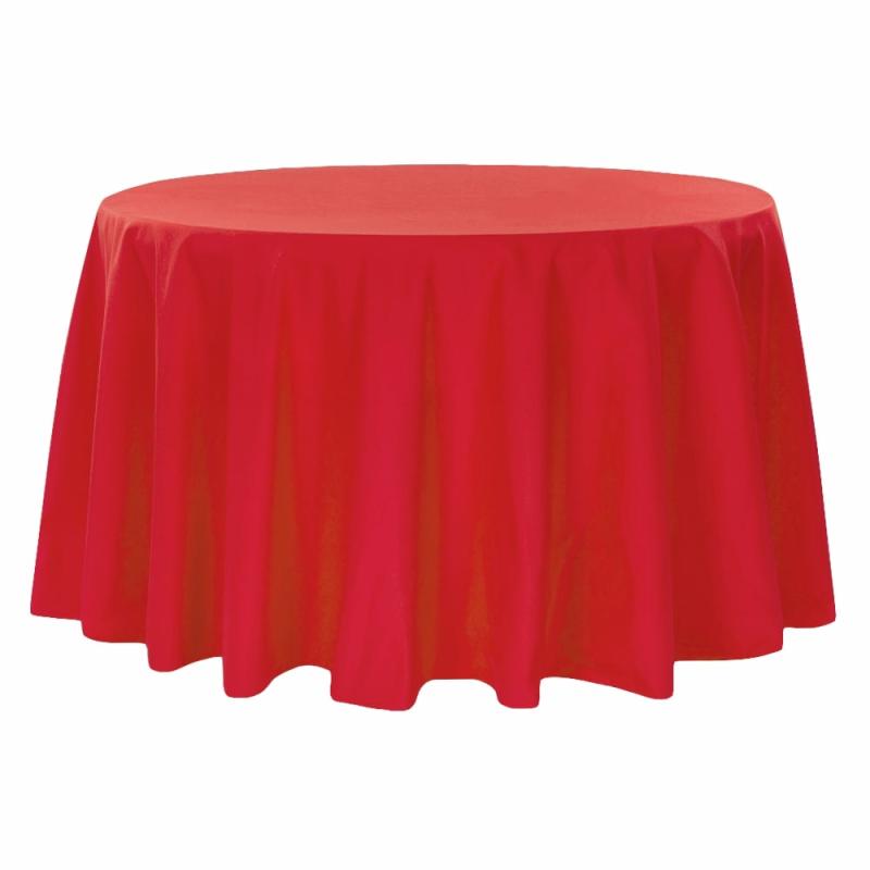 Tablecloths |   Round Polyester 132" Tablecloth – Red Polyester Tablecloths Polyester Tablecloths