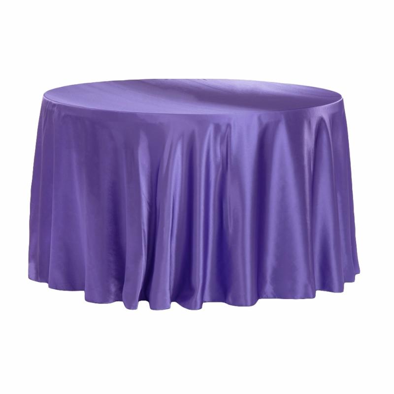 Tablecloths |   Satin 108" Round Tablecloth – Purple Round Linen Tablecloths Purple