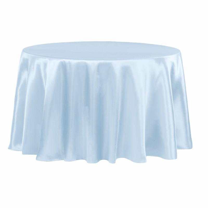 Tablecloths |   Satin 120" Round Tablecloth – Baby Blue Round Linen Tablecloths Baby Blue