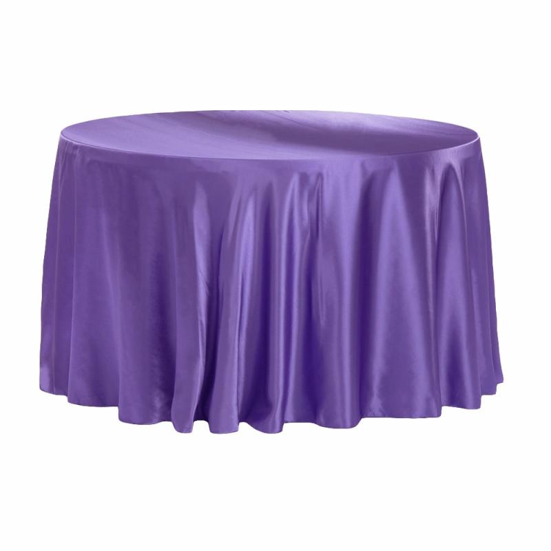 Tablecloths |   Satin 120" Round Tablecloth – Purple Round Linen Tablecloths Purple