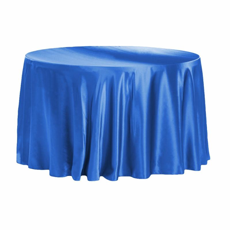 Tablecloths |   Satin 120" Round Tablecloth – Royal Blue Round Linen Tablecloths Round Linen Tablecloths