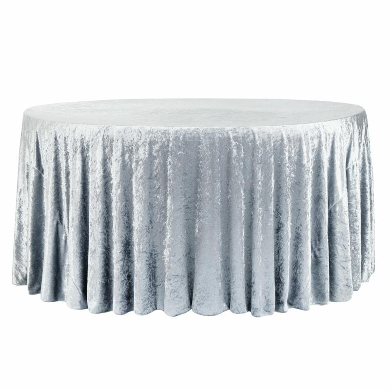 Tablecloths |   Velvet 120" Round Tablecloth – Dusty Blue Round Linen Tablecloths Dusty Blue