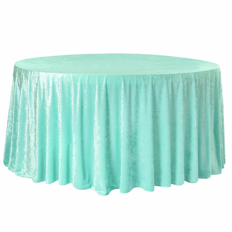 Tablecloths |   Velvet 120" Round Tablecloth – Light Turquoise Round Linen Tablecloths Light Turquoise