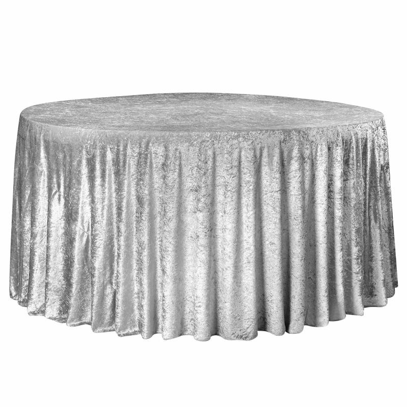 Tablecloths |   Velvet 120" Round Tablecloth – Silver Round Linen Tablecloths Round Linen Tablecloths