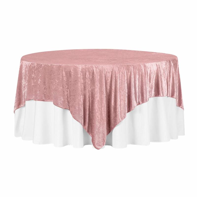 Tablecloths |   Velvet 85"X85" Square Tablecloth Table Overlay – Dusty Rose/Mauve Table Linens & Table Skirts Dusty Rose,Mauve