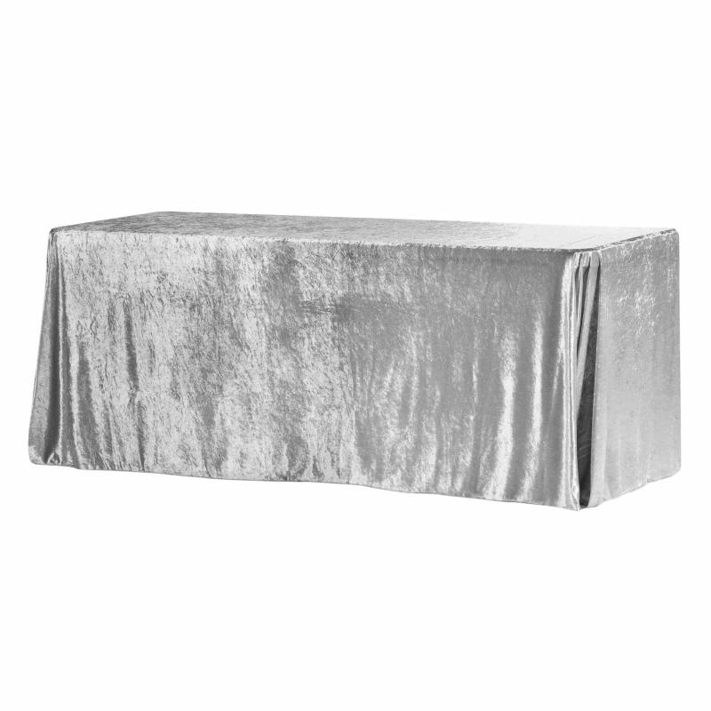 Tablecloths |   Velvet 90"X132" Rectangular Tablecloth – Silver Rectangle Tablecloths Rectangle Tablecloths