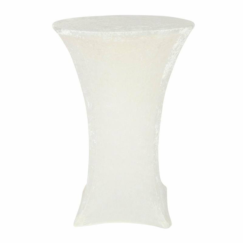 Tablecloths |   Velvet Spandex Cocktail Table Cover 32" Round – Ivory Round Linen Tablecloths Ivory