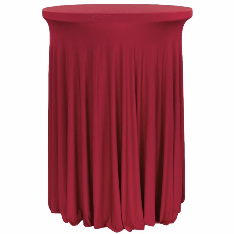 Tablecloths |   Wavy Spandex Cocktail Table Cover 30"-32" Round – Apple Red Round Linen Tablecloths Apple Red