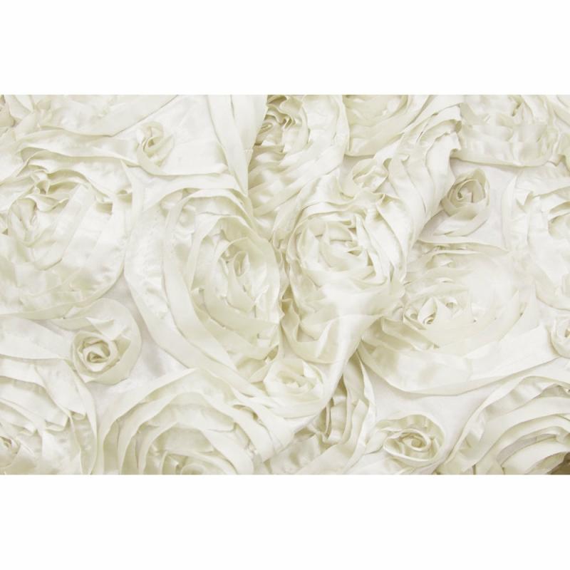 Tablecloths |   Wedding Rosette Satin 90"X156" Rectangular Tablecloth – Ivory Rectangle Tablecloths Ivory