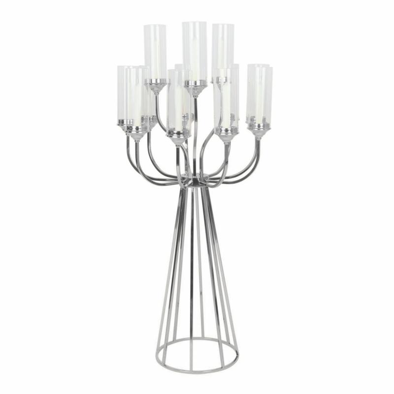 Tabletop Centerpiece |   12 Arms Candle Holder Wedding Candelabra Table Centerpiece 48"H – Silver Candelabras Candelabras