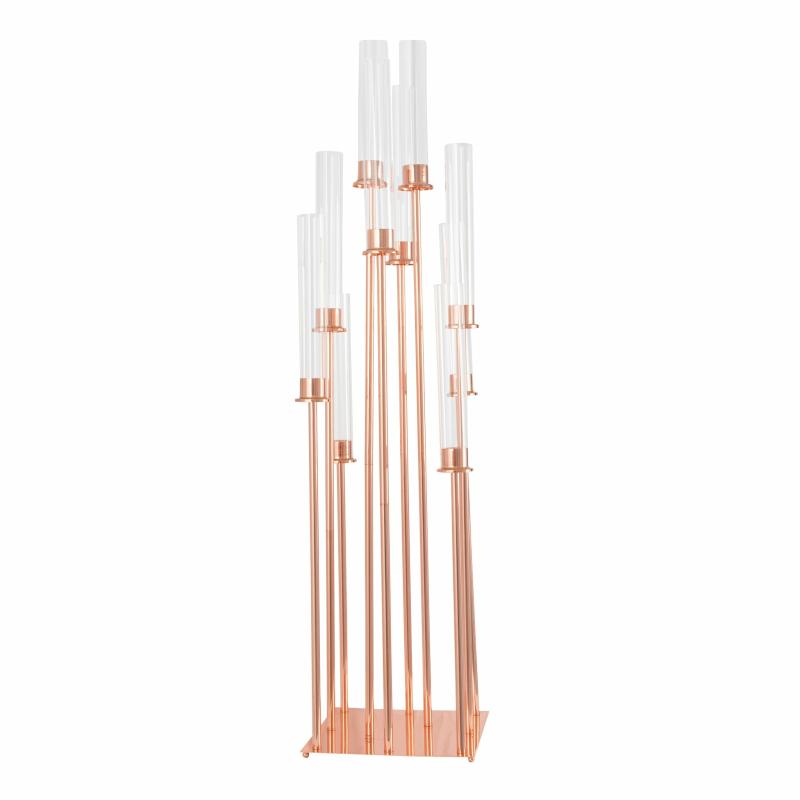 Tabletop Centerpiece |   48" Tall 10 Arm Candle Holder Candelabra Centerpiece – Rose Gold Candelabras Candelabras