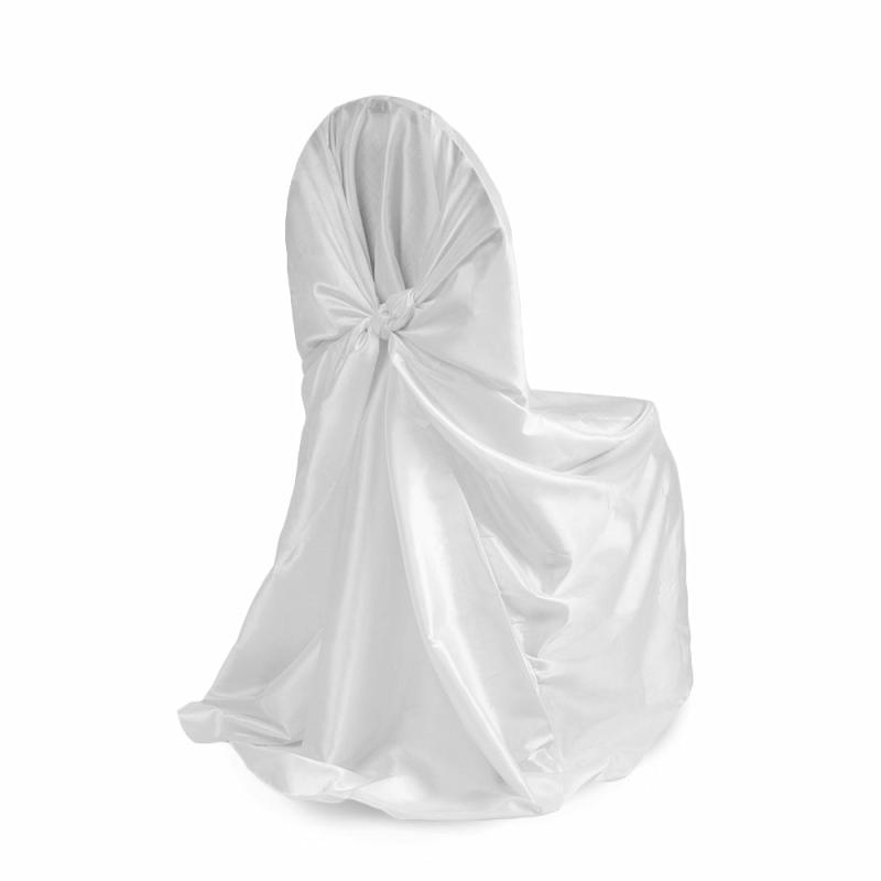 Universal Chair Covers |   Taffeta Universal Self Tie Chair Cover – White Chair Covers Chair Covers