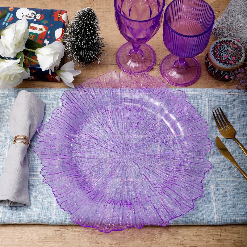 Charger Plates |   Transparent Reef Plastic Charger Plate – Lavender Charger Plates Charger Plates