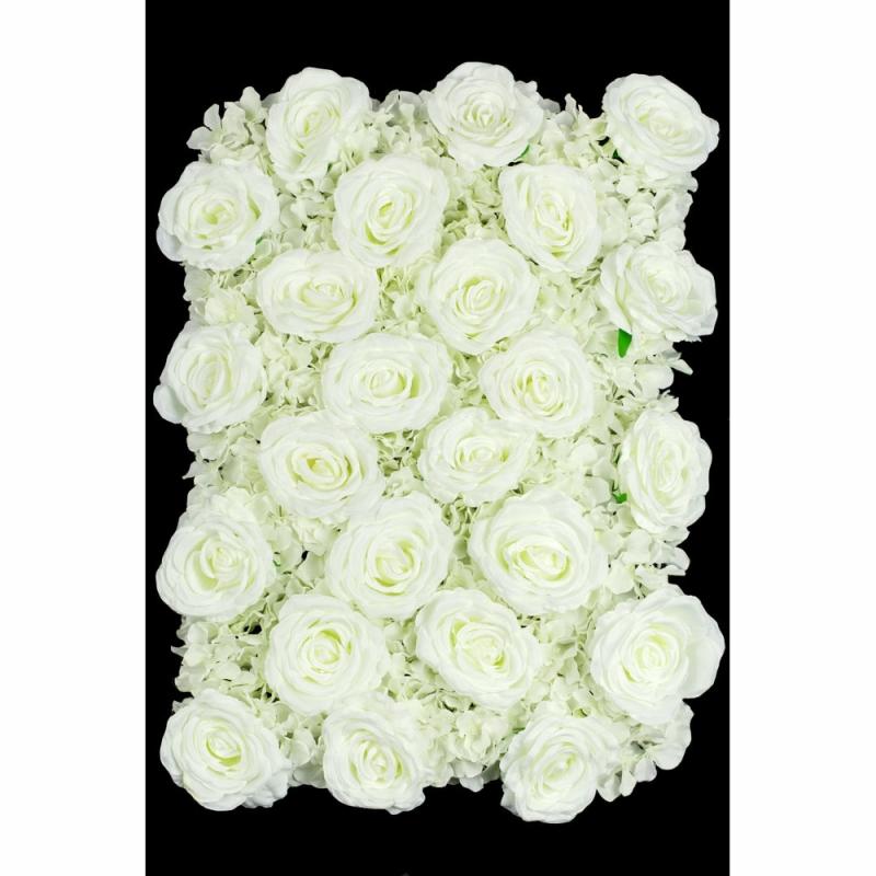 Silk Floral Wall Backdrops |   Silk Roses/Hydrangeas Flower Wall Backdrop Panel – Cream Artificial Flowers & Greeneries Cream