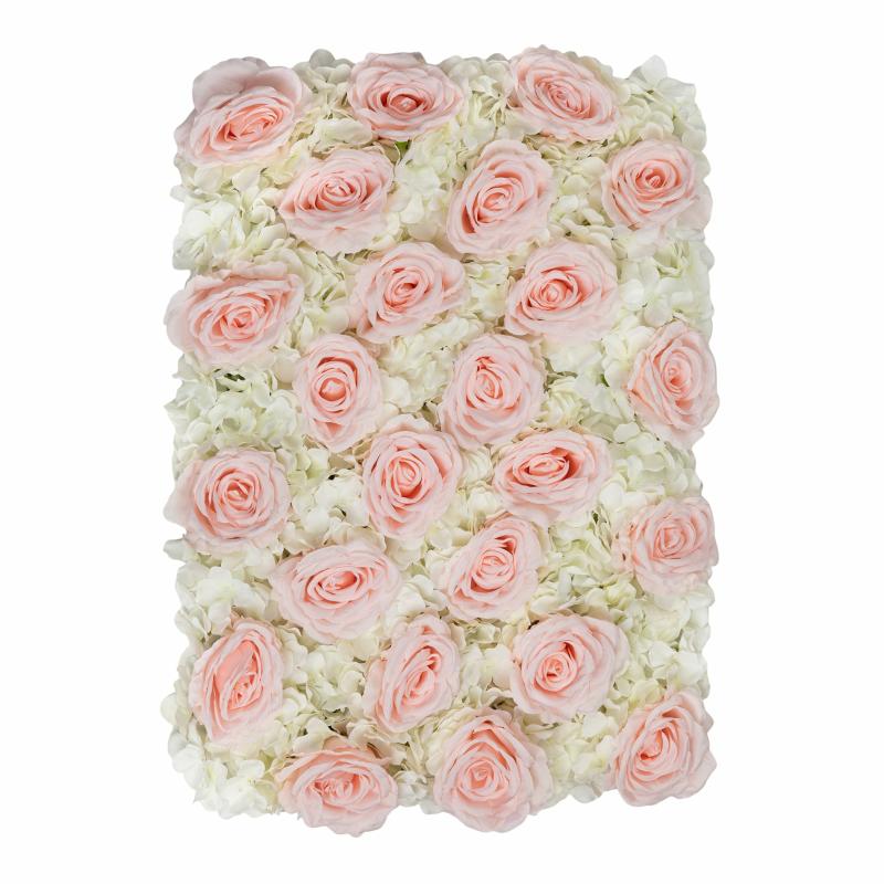 Silk Floral Wall Backdrops |   Silk Roses/Hydrangeas Flower Wall Backdrop Panel – Light Pink/White Artificial Flowers & Greeneries Light Pink,White