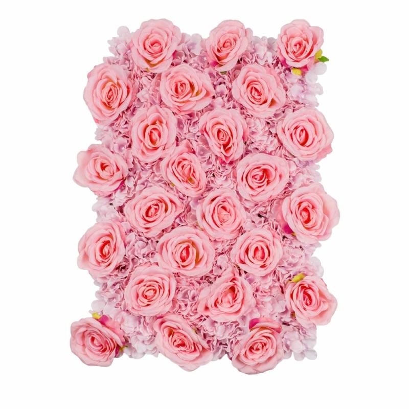 Silk Floral Wall Backdrops |   Silk Roses/Hydrangeas Flower Wall Backdrop Panel – Pink Artificial Flowers & Greeneries Pink