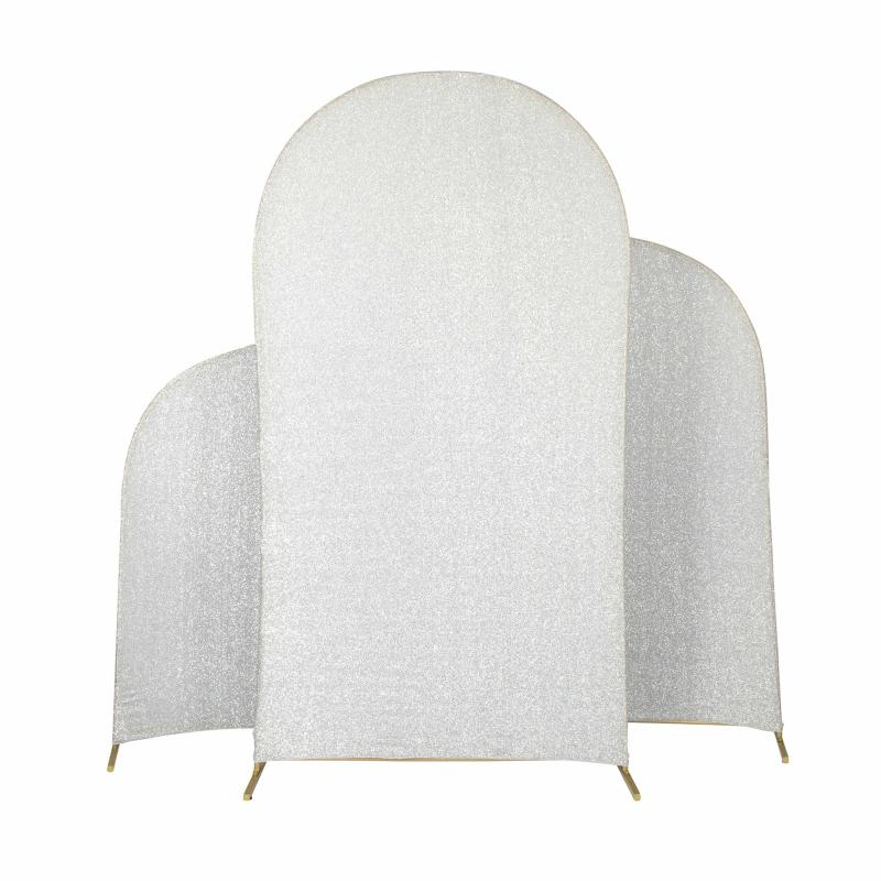 Arches Covers |   Shimmer Spandex Arch Covers For Chiara Frame Backdrop 3Pc/Set – Silver Arches Arches