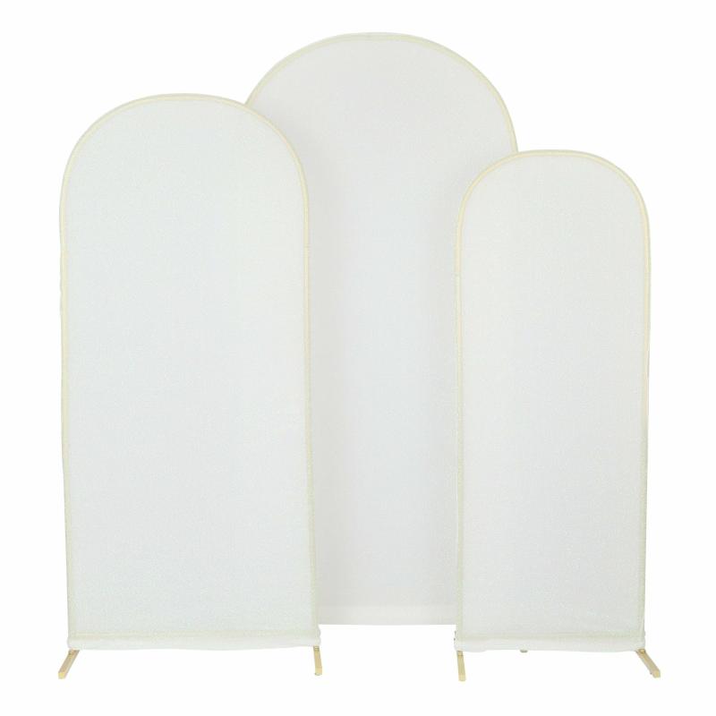 Arches Covers |   Shimmer Spandex Covers For Trio Arch Frame Backdrop 3Pc/Set – Iridescent White Arches Arches