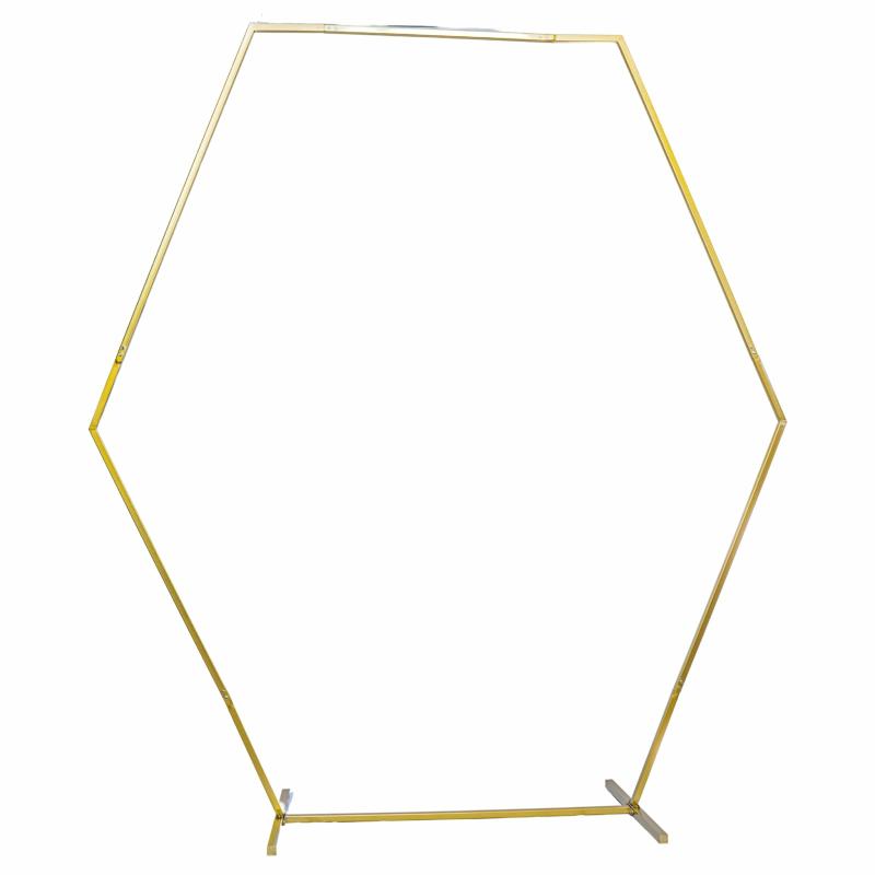 Beads & Crystal Backdrops |   Hexagon Wedding Arch Backdrop Frame Stand 8 Ft – Gold Arches Arches