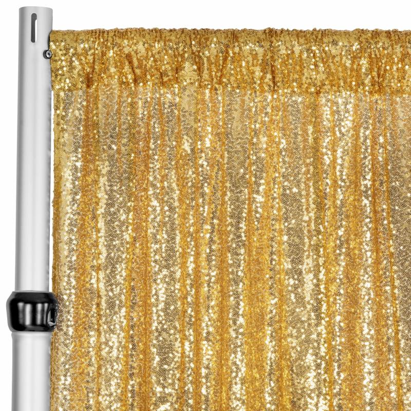 Backdrop Draping |   Glitz Sequin Mesh Net 10Ft H X 52" W Drape/Backdrop Panel – Gold Backdrop Draping Backdrop Draping