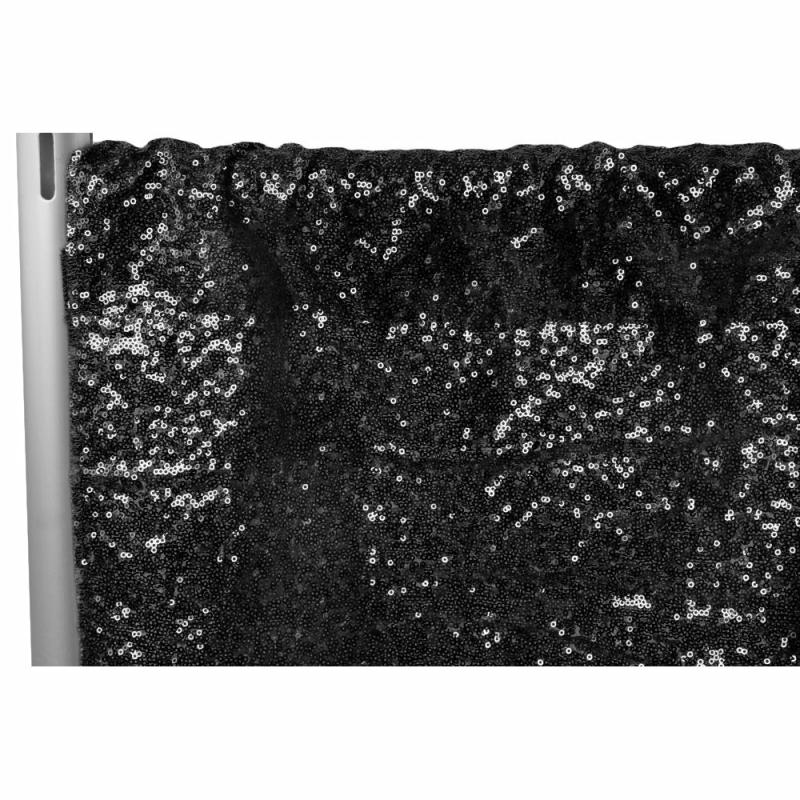 Backdrop Draping |   Glitz Sequin 12Ft H X 112" W Drape/Backdrop Panel – Black Backdrop Draping Backdrop Draping