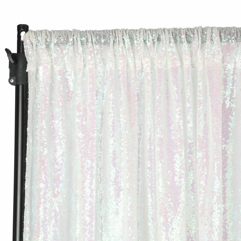 Backdrop Draping |   Glitz Sequin Mesh Net 10Ft H X 52" W Drape/Backdrop Panel – Iridescent White Backdrop Draping Backdrop Draping